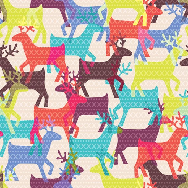 Motif sans couture de Noël avec des cerfs — Image vectorielle