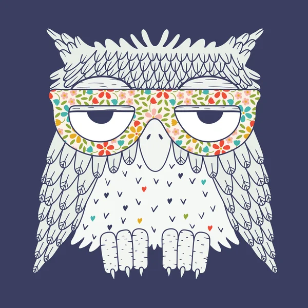 Owl in glazen — Stockvector