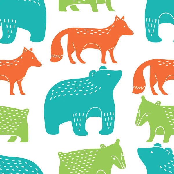 Forest animals seamless pattern — Stock Vector