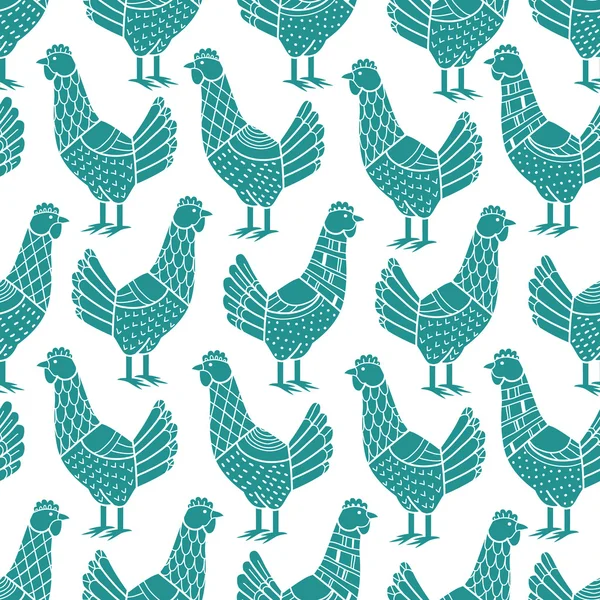 Chickens seamless pattern — Stock Vector