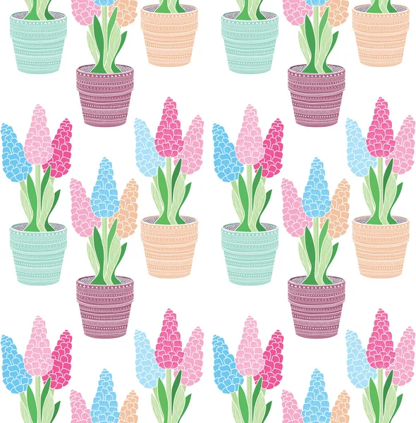 Hyacinths seamless pattern — Stock Vector