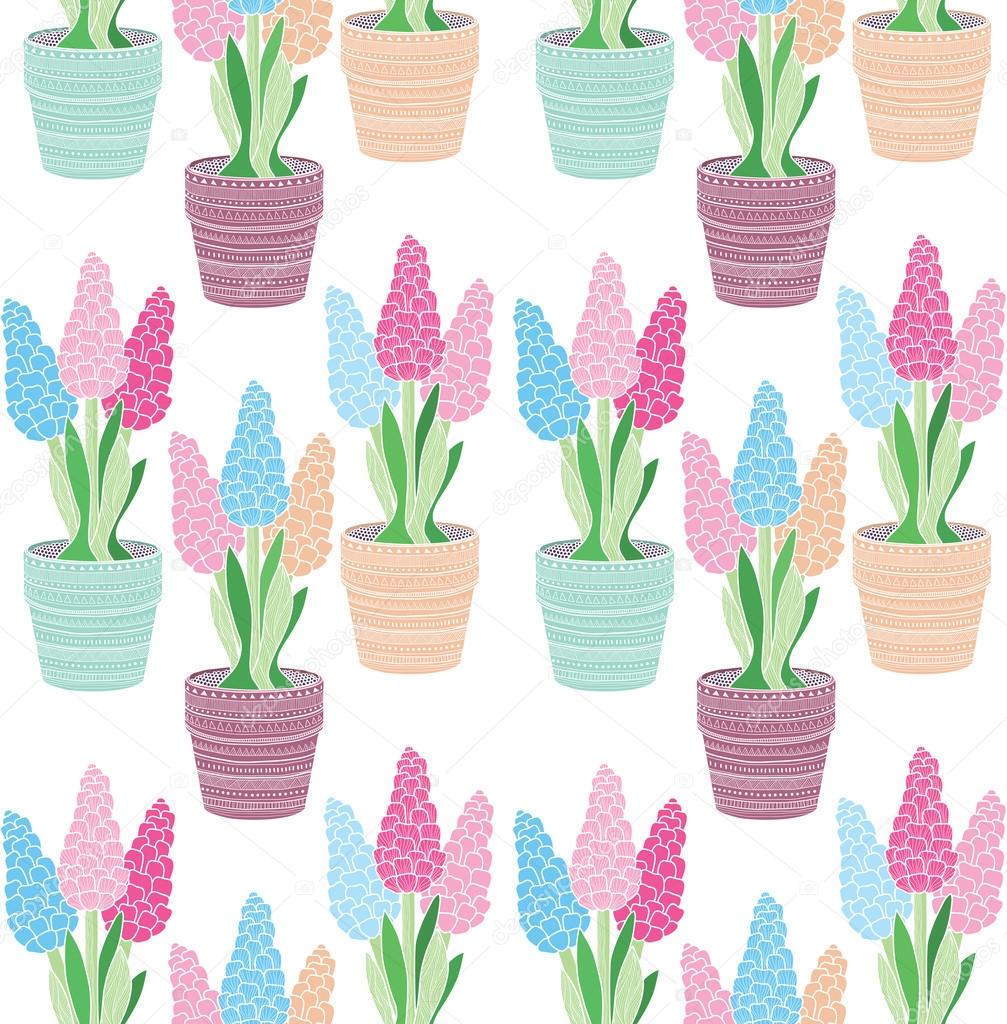 Hyacinths seamless pattern