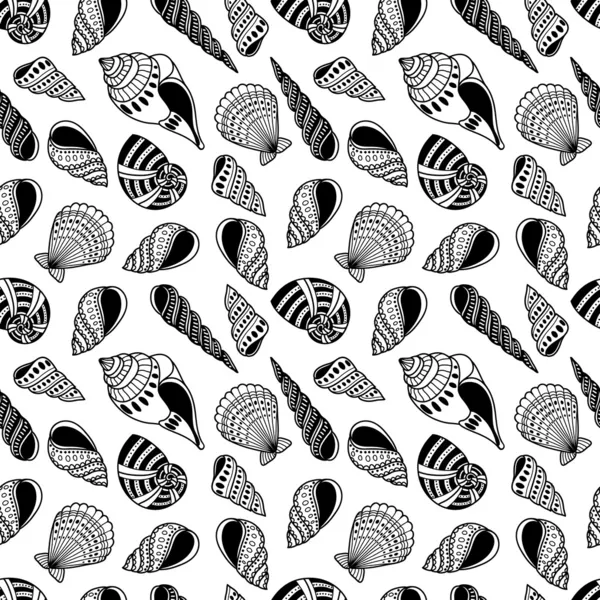 Coquilles motif sans couture — Image vectorielle