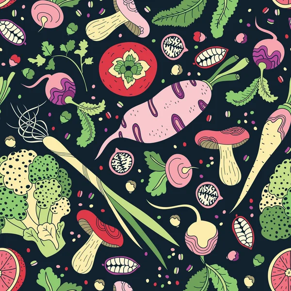 野菜のシームレスなパターン — ストックベクタ