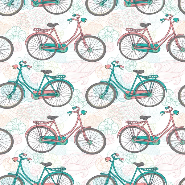 Fietsen naadloos patroon — Stockvector