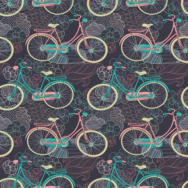 自転車のシームレスなパターン — ストックベクタ