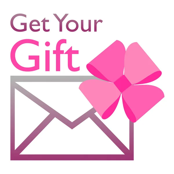 Enveloppe Violette Avec Message Ruban Rose Isolé Sur Blanc — Image vectorielle