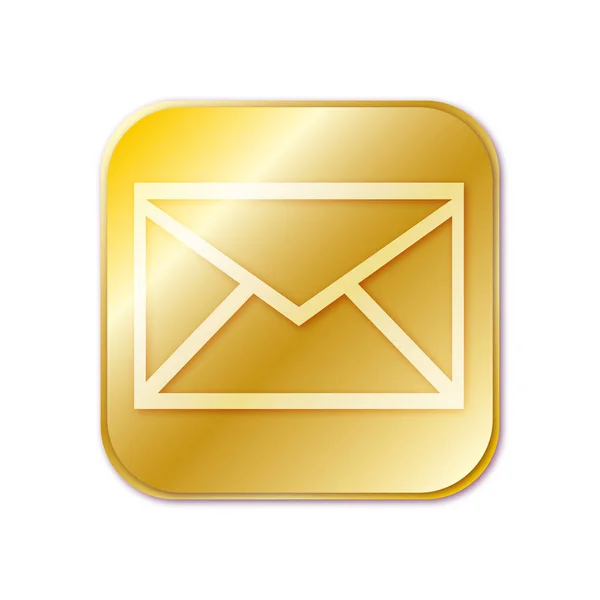 Botão Envelope Dourado Isolado Fundo Branco — Vetor de Stock