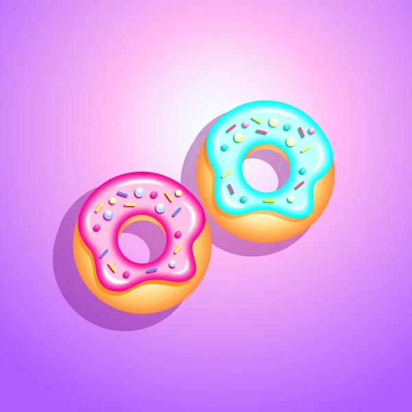 Kleurrijke Donuts Geïsoleerd Achtergrond — Stockvector