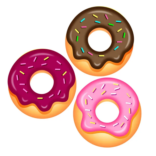 Kleurrijke Donuts Geïsoleerd Achtergrond — Stockvector