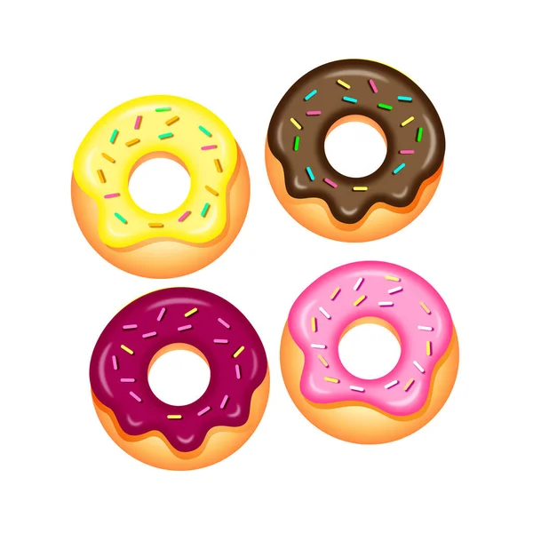 Donuts Coloridos Isolados Fundo — Vetor de Stock