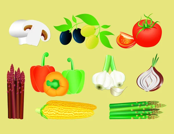 Kolekce Barevné Zeleniny — Stockový vektor