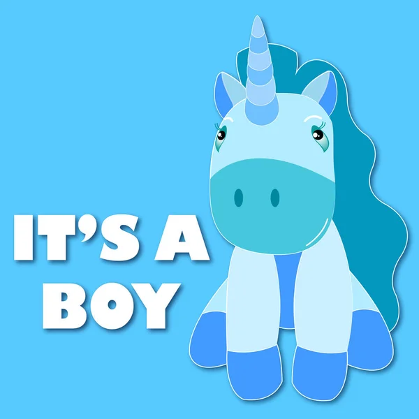 Boy Cadr Blue Unicorn — Vettoriale Stock