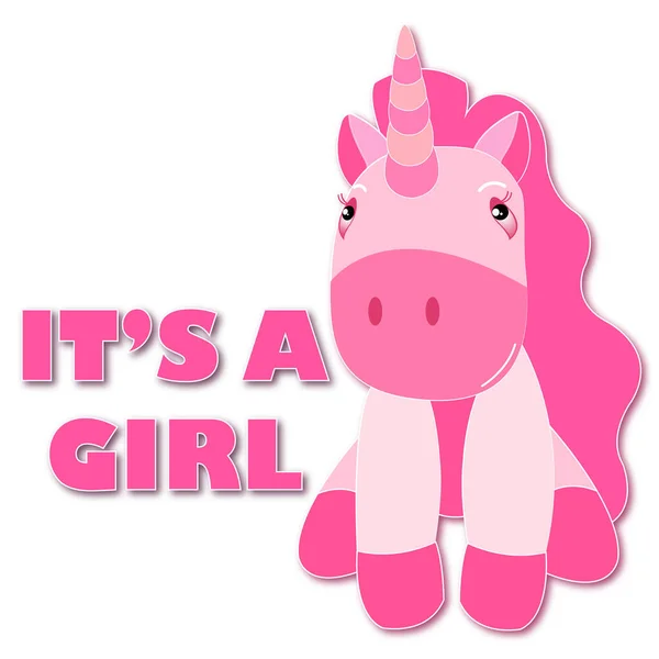 Girl Cadr Pink Unicorn — Vettoriale Stock