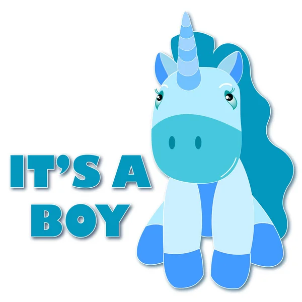 Boy Cadr Blue Unicorn — Vettoriale Stock