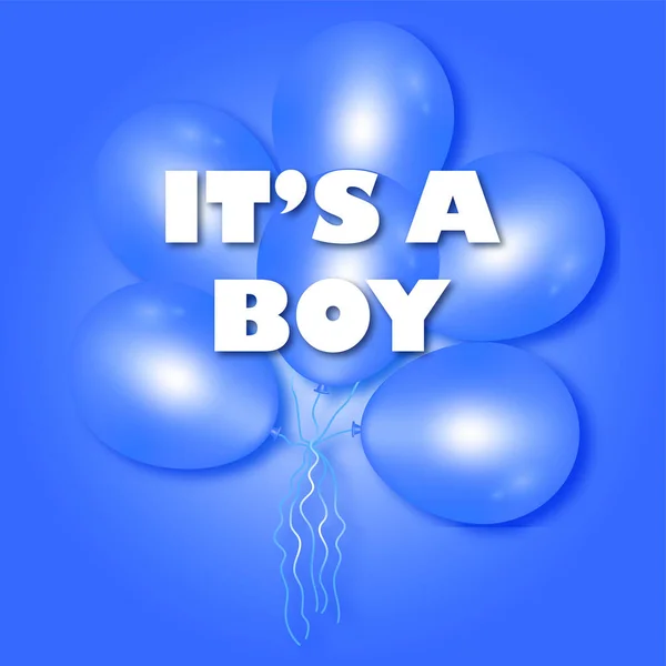 Boy Card Blue Baloons — Stock Vector
