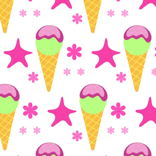 カラフルなアイスクリームのシームレスなパターン — ストックベクタ