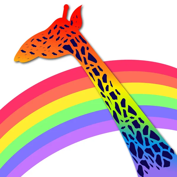 Giraffe Colorful Rainbow — Vettoriale Stock