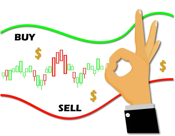 Geldmarktdiagram Hand — Stockvector