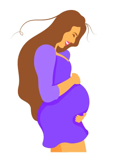 Glücklich Lächelnde Schwangere — Stockvektor