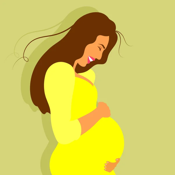 Joyeux Sourire Femme Enceinte — Image vectorielle