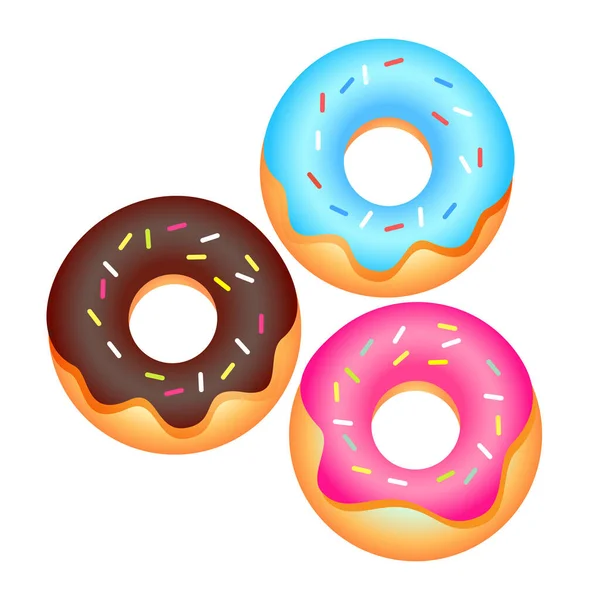 Kleurrijke Donuts Geïsoleerd Achtergrond — Stockvector