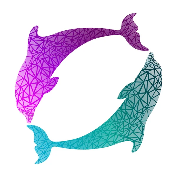 Vector Illustration Dolphin Silhouette - Stok Vektor