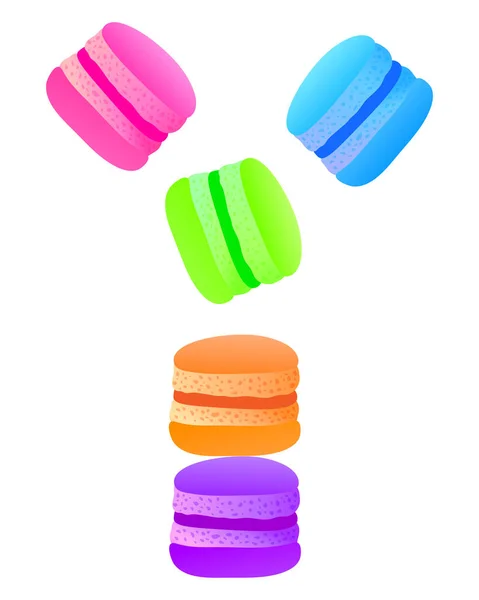 Macarons Colorés Isolés Sur Fond Blanc — Image vectorielle