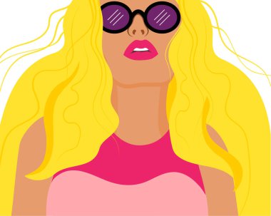 Sarışın güzel bir kadının vektör çizimi. Beyaz renge yakın.