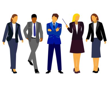 Beyaz üzerine izole edilmiş ofis çalışanlarının vektör illüstrasyonu