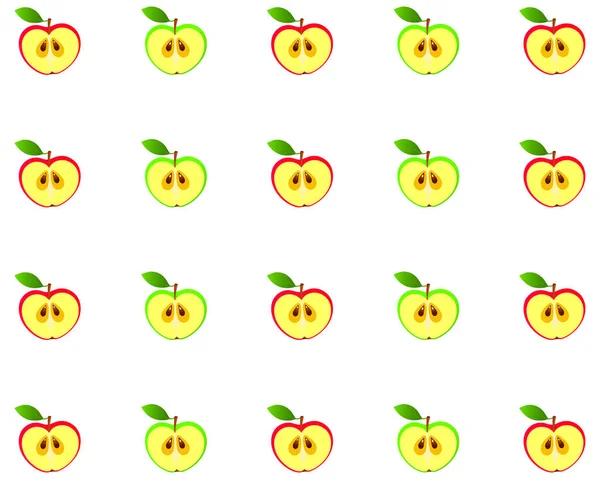 Vector Illustration Green Pink Apple Pattern — ストックベクタ