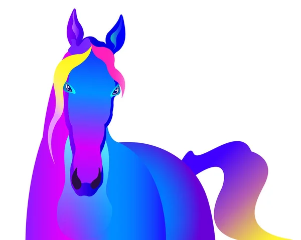 Vector Illustration Abstract Blue Horse Isolated White Background — Vetor de Stock