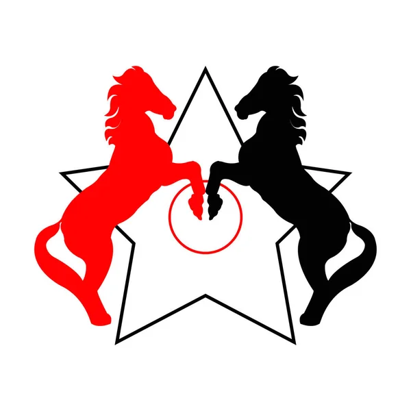 Vector Illustration Horse Star Logo — Vettoriale Stock