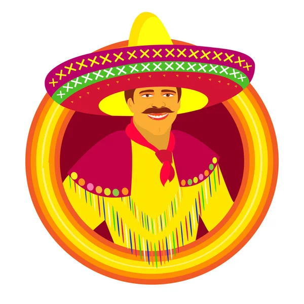 stock vector vector illustration of mexican man in mexican hat isolated on white