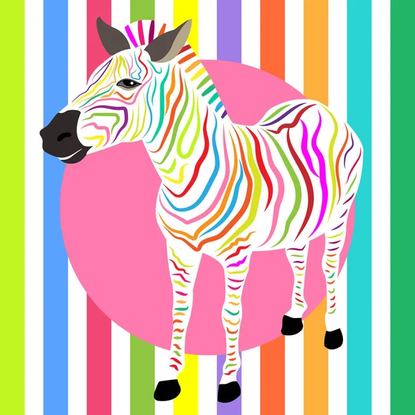 Illustrazione Vettoriale Colorata Bella Zebra — Vettoriale Stock