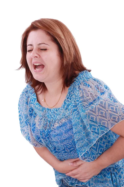 Flicka med ont i magen — Stockfoto