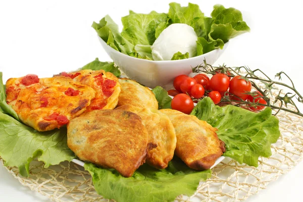 Italian panzerotti with ingredients — Stock Photo, Image