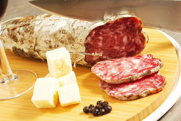 Salami and cheese — Stock Photo, Image