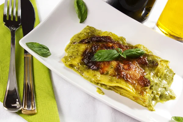 Lasagna with pesto — Stock Photo, Image