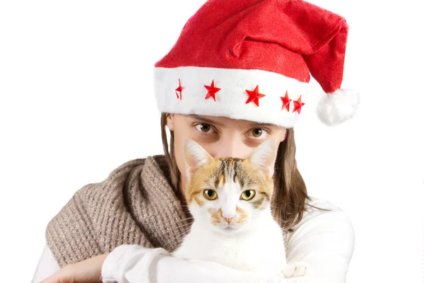 Girl with a cat — Stock Photo, Image