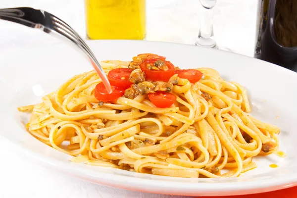 Clams spaghetti — Stock Photo, Image