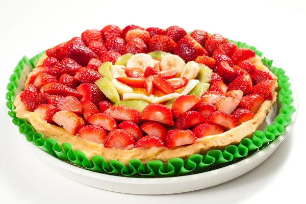 Strawberries, bananas, kiwi cake — Stock Photo, Image