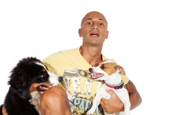 iki köpek mücadele ayıran adam