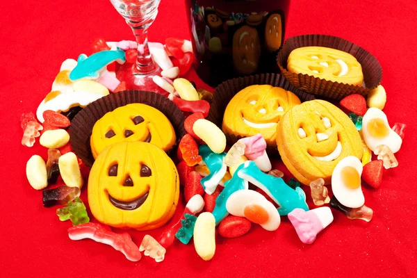 Halloween kekszeket és candy — Stock Fotó