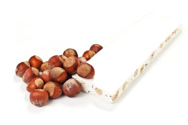 French nougat on a white background