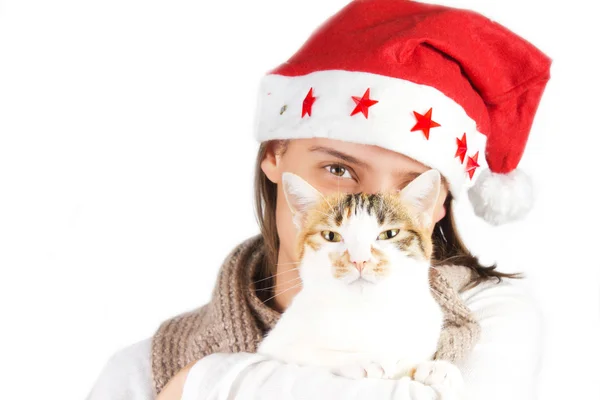 Girl and cat — Stock Photo, Image