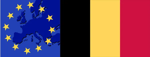 Drapeau de la Belgique et UE — Image vectorielle
