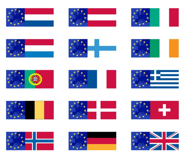 Bandeiras dos países europeus — Vetor de Stock