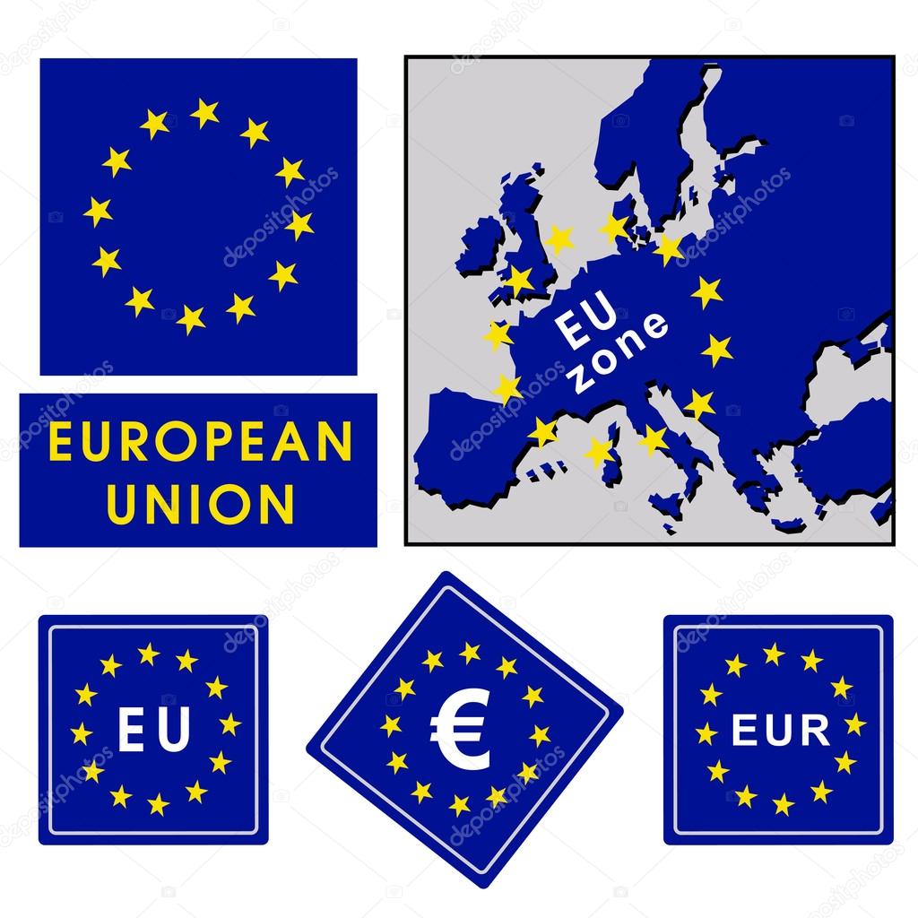 Eu sign and european map