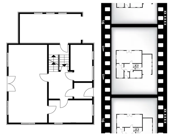 Схема дома на фоне фильма — стоковый вектор